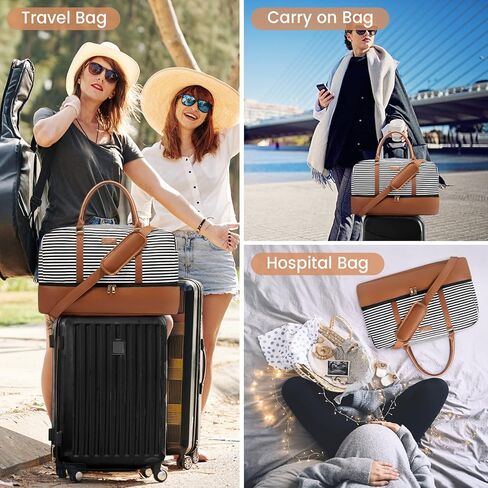 Realer Travel Duffel Bag for Women, Canvas Weekender Bag with Toiletry Bag, Large Carry on Overnight Bag with Shoe Compartment, Mommy Hospital Bags for Labor and Delivery in Saudi Arabia