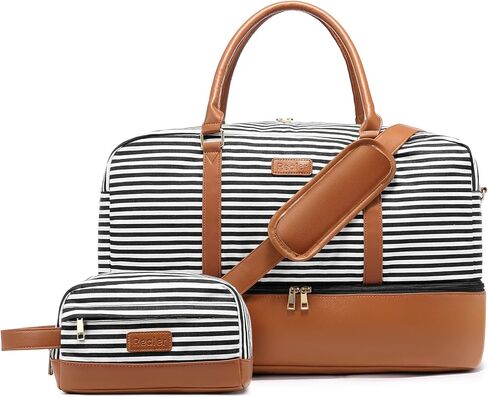 Realer Travel Duffel Bag for Women, Canvas Weekender Bag with Toiletry Bag, Large Carry on Overnight Bag with Shoe Compartment, Mommy Hospital Bags for Labor and Delivery in Saudi Arabia