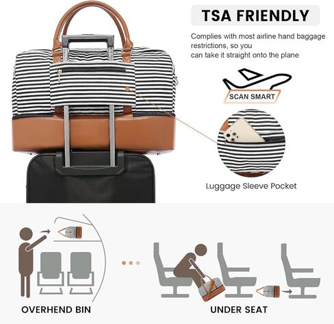 Realer Travel Duffel Bag for Women, Canvas Weekender Bag with Toiletry Bag, Large Carry on Overnight Bag with Shoe Compartment, Mommy Hospital Bags for Labor and Delivery in Saudi Arabia