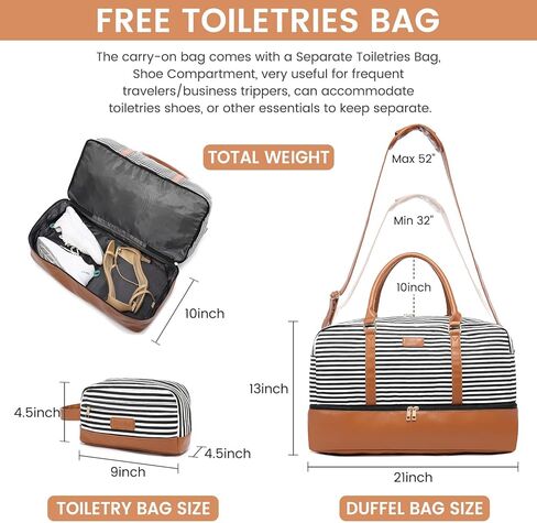Realer Travel Duffel Bag for Women, Canvas Weekender Bag with Toiletry Bag, Large Carry on Overnight Bag with Shoe Compartment, Mommy Hospital Bags for Labor and Delivery in Saudi Arabia