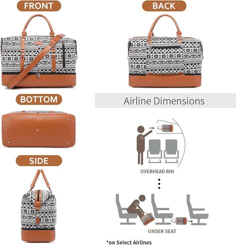 Realer Travel Duffel Bag for Women, Canvas Weekender Bag with Toiletry Bag, Large Carry on Overnight Bag with Shoe Compartment, Mommy Hospital Bags for Labor and Delivery in Saudi Arabia