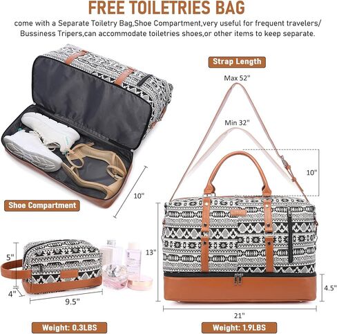 Realer Travel Duffel Bag for Women, Canvas Weekender Bag with Toiletry Bag, Large Carry on Overnight Bag with Shoe Compartment, Mommy Hospital Bags for Labor and Delivery in Saudi Arabia