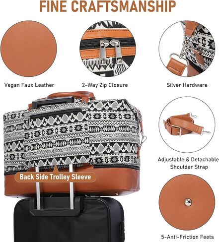 Realer Travel Duffel Bag for Women, Canvas Weekender Bag with Toiletry Bag, Large Carry on Overnight Bag with Shoe Compartment, Mommy Hospital Bags for Labor and Delivery in Saudi Arabia