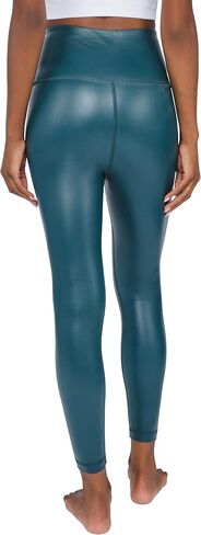 90 Degree By Reflex Super High Waist High Shine Faux Leather Fleece Lined Elastic Free Ankle Leggings in Saudi Arabia