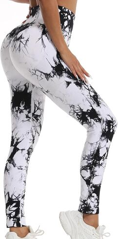 Tie Dye Butt Lifting Leggings for Women,Fitness Yoga Seamless Scrunch Butt High Waisted Leggings in Saudi Arabia