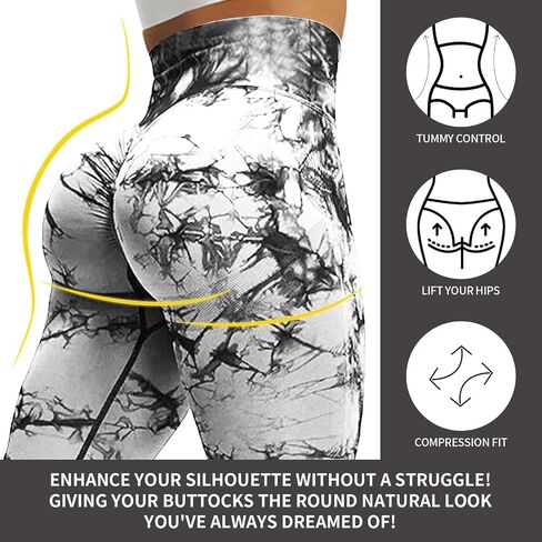 Tie Dye Butt Lifting Leggings for Women,Fitness Yoga Seamless Scrunch Butt High Waisted Leggings in Saudi Arabia