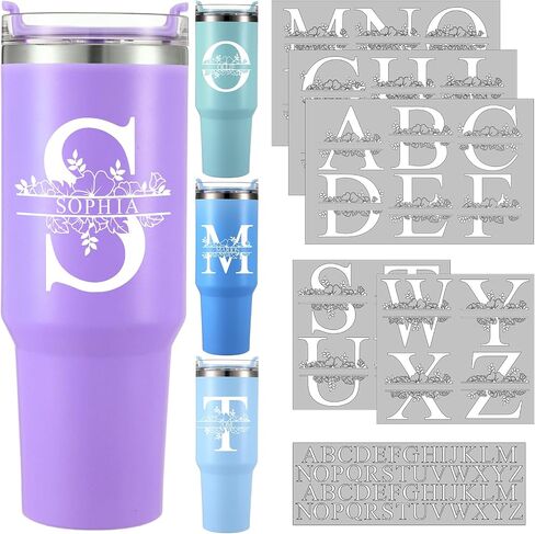 Janlaugh 10 Sheets UV DTF Cup Wrap Transfer Name Stickers Personalized Letter Stickers Split Monogram Stickers Waterproof Decals for DIY Car Piggy Bank Tumbler Cups, White in Kuwait