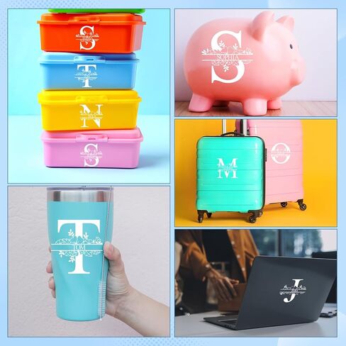 Janlaugh 10 Sheets UV DTF Cup Wrap Transfer Name Stickers Personalized Letter Stickers Split Monogram Stickers Waterproof Decals for DIY Car Piggy Bank Tumbler Cups, White in Kuwait