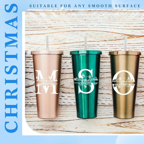 Janlaugh 10 Sheets UV DTF Cup Wrap Transfer Name Stickers Personalized Letter Stickers Split Monogram Stickers Waterproof Decals for DIY Car Piggy Bank Tumbler Cups, White in Kuwait