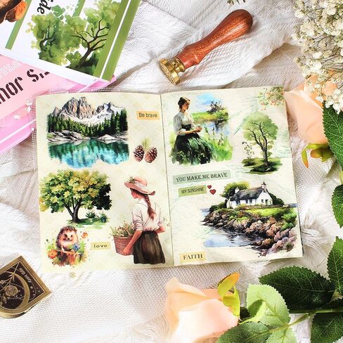 Dwpetzo Lady and Pet Journaling Sticker Book, 20 Sheets Pe-Cut PET, Washi, and Craft Paper Stickers for Junk Journal Supplies, Cozy Life Collage Materials for Adults, Scrapbooking in Saudi Arabia
