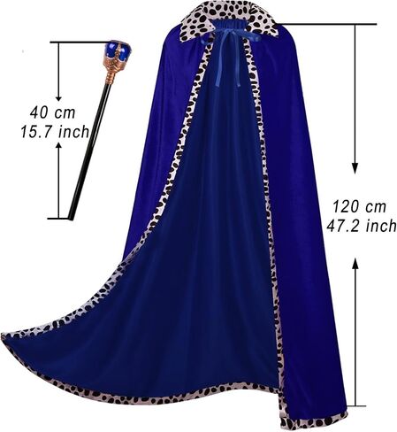 TOONRAIN King Costume Cape for Men Adult Women Prince Royal Robe Outfit Cloak Velvet Medieval Queen with Crown Scepter 3 Pcs in Saudi Arabia
