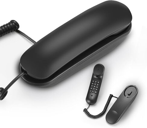 Landlines Phones for House, B506 Black Wall Mounted Phone do not Require AC Power, Silent Call Multifunction Mini-Phones for Homes, Offices, and More. in Saudi Arabia