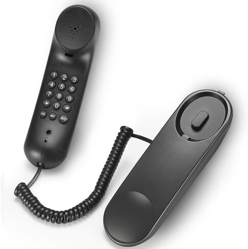 Landlines Phones for House, B506 Black Wall Mounted Phone do not Require AC Power, Silent Call Multifunction Mini-Phones for Homes, Offices, and More. in Saudi Arabia