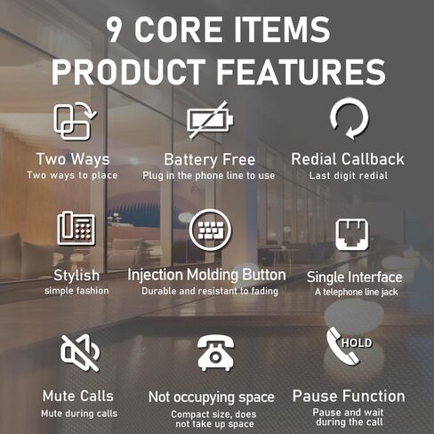 Landlines Phones for House, B506 Black Wall Mounted Phone do not Require AC Power, Silent Call Multifunction Mini-Phones for Homes, Offices, and More. in Saudi Arabia