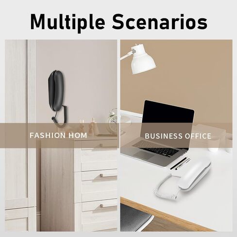 Landlines Phones for House, B506 Black Wall Mounted Phone do not Require AC Power, Silent Call Multifunction Mini-Phones for Homes, Offices, and More. in Saudi Arabia