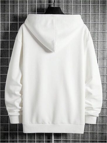 SweatyRocks Men's Casual Hooded Sweatshirt Letter Print Long Sleeve Drop Shoulder Pullover Tops in Saudi Arabia