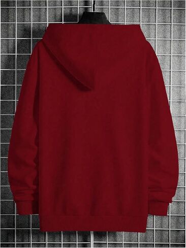 SweatyRocks Men's Casual Hooded Sweatshirt Letter Print Long Sleeve Drop Shoulder Pullover Tops in Saudi Arabia