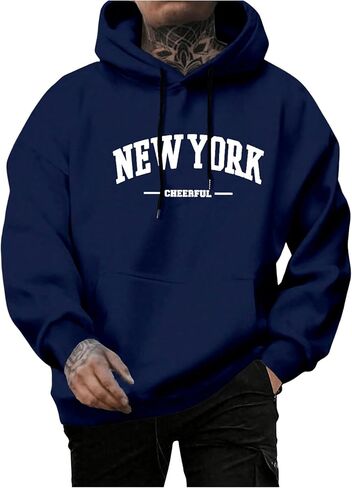 SweatyRocks Men's Casual Hooded Sweatshirt Letter Print Long Sleeve Drop Shoulder Pullover Tops in Saudi Arabia