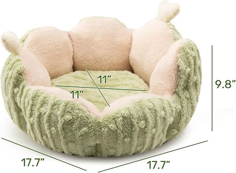 Hollypet Calming Cat Beds for Indoor Cats - Cute Cactus Pet Beds, Fluffy Puppy Bed, Non-Slip Extra Small Dog Bed, Green in Saudi Arabia