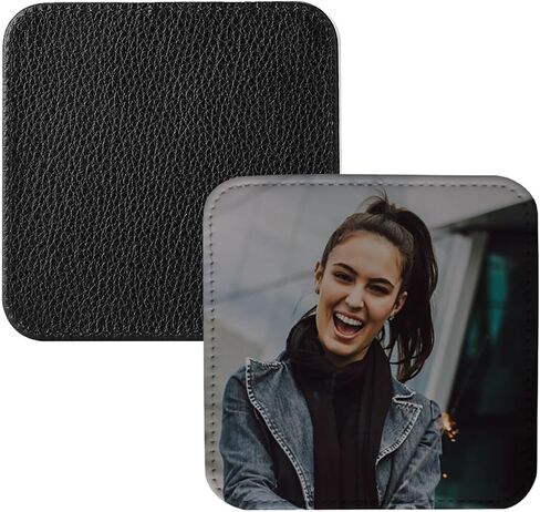 10 Pcs Leather Sublimation Coasters Blanks Bulk with Sewn Edge, 4x4 Inch Thin Sublimation Blank Cup Mat Heat Transfer Press DIY Crafts (Round (10 pcs 4x4 Inch)) in Kuwait