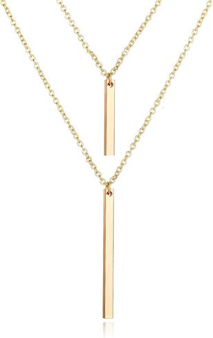 Silver Gold Y Shape Necklace Lariat Necklace for Women Bar Necklace Bar Jewelry for Wife Gift (coin bar -gold) in Saudi Arabia