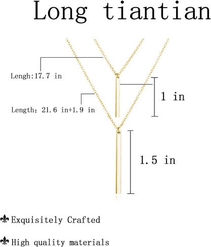 Silver Gold Y Shape Necklace Lariat Necklace for Women Bar Necklace Bar Jewelry for Wife Gift (coin bar -gold) in Saudi Arabia