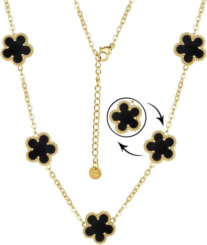 Clover Necklace for Women 18K Gold Plated Stainless Steel Four Leaf Clover Necklace Lucky Simple Dainty Jewelry in Saudi Arabia