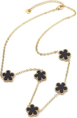 Clover Necklace for Women 18K Gold Plated Stainless Steel Four Leaf Clover Necklace Lucky Simple Dainty Jewelry in Saudi Arabia