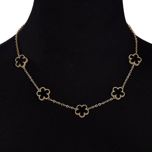Clover Necklace for Women 18K Gold Plated Stainless Steel Four Leaf Clover Necklace Lucky Simple Dainty Jewelry in Saudi Arabia