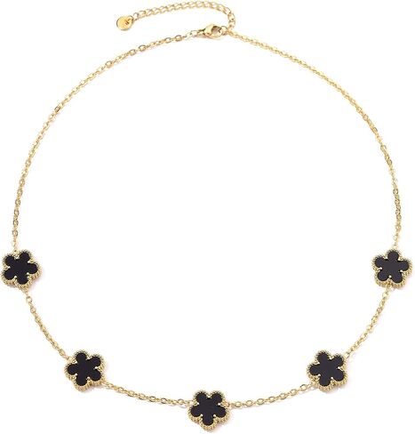 Clover Necklace for Women 18K Gold Plated Stainless Steel Four Leaf Clover Necklace Lucky Simple Dainty Jewelry in Saudi Arabia