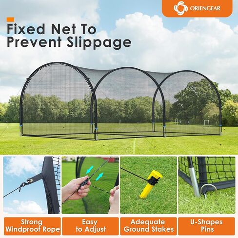 oriengear 30ft أقفاص البيسبول الضرب للفناء الخلفي، معدات تدريب البيسبول المعاوضة لممارسة الضرب والنصب، شبكات البيسبول البيسبول البيسبول للضرب مع الإطار والشبكة in Saudi Arabia