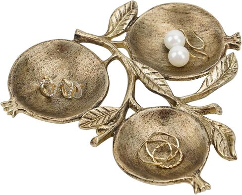 طبق مجوهرات حامل خاتم عتيق من NIKKY HOME، حلية على شكل رمان، صينية معدنية مزخرفة، هدايا عيد ميلاد أنيقة للنساء والفتيات، ذهبي in Kuwait