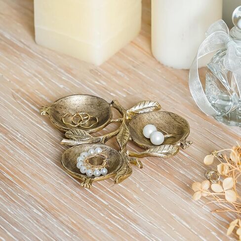 طبق مجوهرات حامل خاتم عتيق من NIKKY HOME، حلية على شكل رمان، صينية معدنية مزخرفة، هدايا عيد ميلاد أنيقة للنساء والفتيات، ذهبي in Kuwait