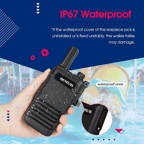 Retevis RB47 Walkie Talkies for Adults, Waterproof 2 Way Radios, Small, Compact, USB Rechargeable, with Charging Base, Compatible with RT22 RT68 H-777(10 Pack) in Saudi Arabia