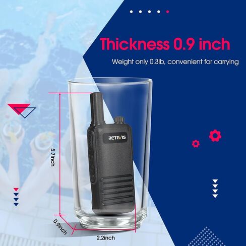 Retevis RB47 Walkie Talkies for Adults, Waterproof 2 Way Radios, Small, Compact, USB Rechargeable, with Charging Base, Compatible with RT22 RT68 H-777(10 Pack) in Saudi Arabia