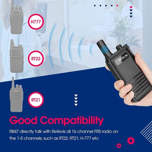 Retevis RB47 Walkie Talkies for Adults, Waterproof 2 Way Radios, Small, Compact, USB Rechargeable, with Charging Base, Compatible with RT22 RT68 H-777(10 Pack) in Saudi Arabia