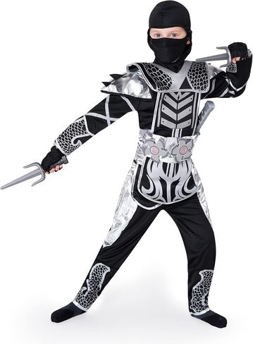 أزياء Spooktacular Creations الفضية للهالوين نينجا للأولاد والبنات، حفلات الهالوين ذات الطابع الشخصي in Saudi Arabia