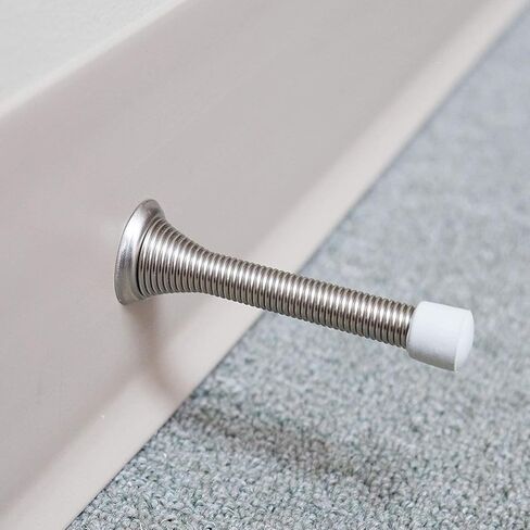 12PCS Spring Door Stops, Heavy Duty Door Stopper with Rubber Bumper, Wall Mounted Spring Doorstop, Spring Door Stop for Wall (Black) in Kuwait