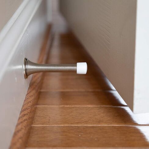 12PCS Spring Door Stops, Heavy Duty Door Stopper with Rubber Bumper, Wall Mounted Spring Doorstop, Spring Door Stop for Wall (Black) in Kuwait