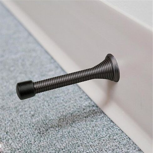 12PCS Spring Door Stops, Heavy Duty Door Stopper with Rubber Bumper, Wall Mounted Spring Doorstop, Spring Door Stop for Wall (Black) in Kuwait