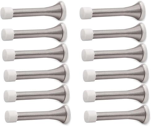 12PCS Spring Door Stops, Heavy Duty Door Stopper with Rubber Bumper, Wall Mounted Spring Doorstop, Spring Door Stop for Wall (Black) in Kuwait