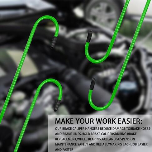 Mandark 4PCS Car Brake Caliper Hooks, Vehicle Caliper Hangers with Rubber Caps, S-Shaped Automotive Accessories for Braking, Axle, Bearing, Suspension Work for SUV, Truck, RV（Green/4PCS） in Kuwait