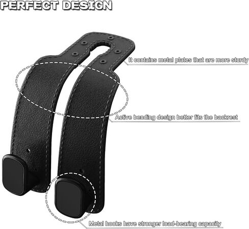 Car Purse Hook 2 Pcs Headrest Hooks for Car Black Car Hooks For Purses and Bags Cute Car Seat Back Storage Hook Purse Holder for Car Universal Vehiclel Car Organization Accessories (2 PCS - Black) in Saudi Arabia