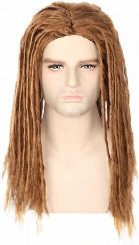 Men Wigs Brown Braided Dreadlock Pirate Wig Hippie Rock Wigs Reggae Costume Wig in Saudi Arabia