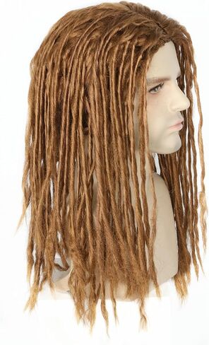 Men Wigs Brown Braided Dreadlock Pirate Wig Hippie Rock Wigs Reggae Costume Wig in Saudi Arabia