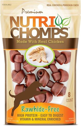 NutriChomps Dog Chews, 2.5-inch Knots, Easy to Digest, Rawhide-Free Dog Treats, 8 Count, Real Peanut Butter flavor in Saudi Arabia