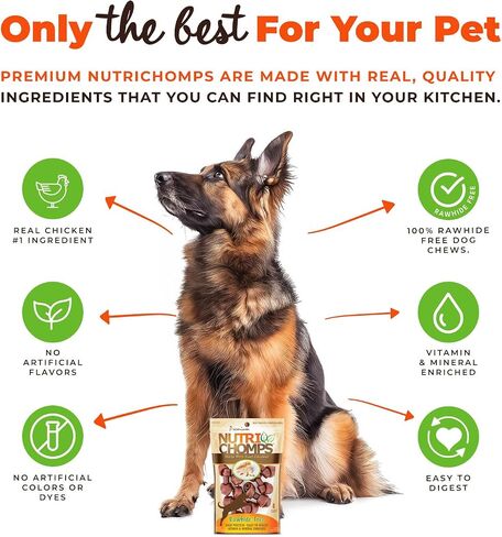NutriChomps Dog Chews, 2.5-inch Knots, Easy to Digest, Rawhide-Free Dog Treats, 8 Count, Real Peanut Butter flavor in Saudi Arabia