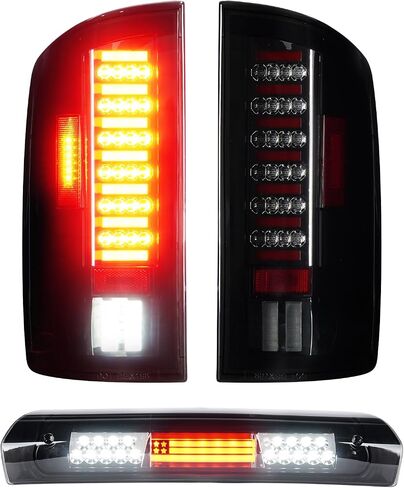 ضوء خلفي Tresound + مصباح شحن الفرامل الثالث لسيارة Dodge Ram 1500 2002-2006، Ram 2500 3500 2003 2004 2005 2006، مجموعة ضوء خلفي LED للتركيب العالي، 55077348AF 55077347AF in Kuwait