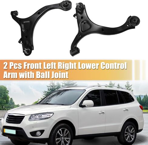 X AUTOHAUX 2 قطعة أذرع التحكم الأمامية السفلية مع طقم تعليق مفاصل كروية لسيارة Hyundai Santa Fe 2007-2012 لكيا سورينتو 2011-2013 معدن أسود in Saudi Arabia