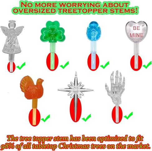 110Pcs in 10 Colors Ceramic Christmas Tree Replacement Lights - Plastic Bulbs Pegs, Included Angel Topper/Heart Top/Cross Stars/Egg/Turkey/Skeleton Hand/Clover. in Saudi Arabia